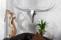 Sculpture murale tête de taureau 100 cm en argent