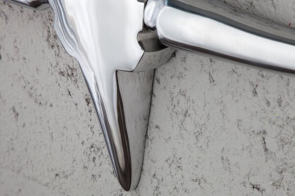 Sculpture murale aluminium 100 cm en argent Tête de taureau