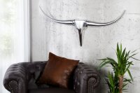 Sculpture murale aluminium 100 cm en argent Tête de...