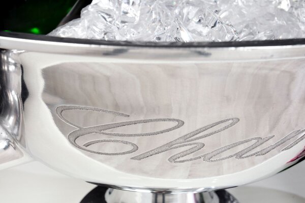 Sektkühler Aluminium Ø 65 cm in Silber mit Tragegriffen