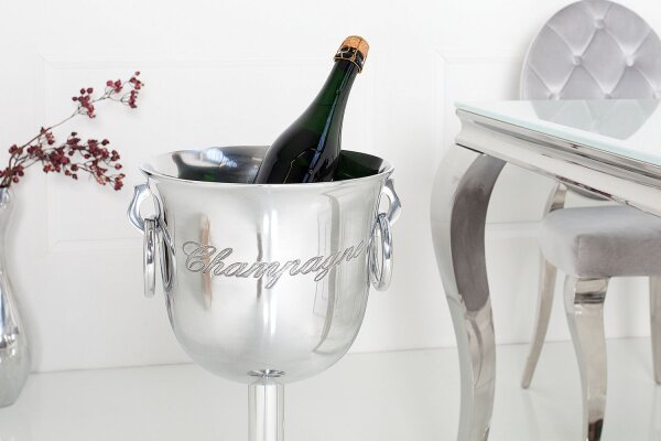 Sektkühler Aluminium Ø 26 cm 75 cm hoch in Silber