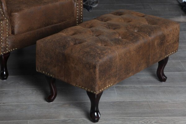 Tabouret Microfibre bois 80x110 cm en brun antique