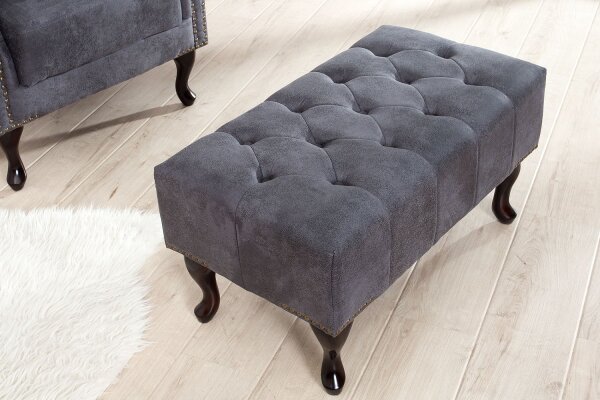 Tabouret Microfibre Bois 80x45 cm en gris antique