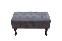 Tabouret Microfibre Bois 80x45 cm en gris antique
