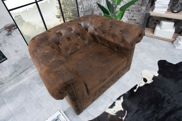 Sessel Kunstleder Holz 65 cm in Antik Braun