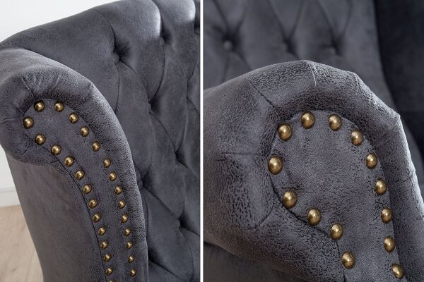 Fauteuil Microfibre bois 85 cm en gris antique