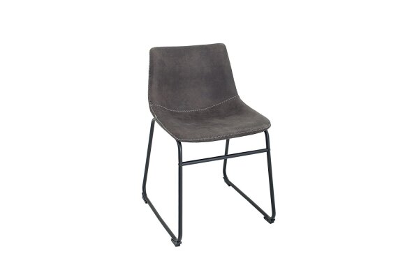 Esszimmerstuhl Vintage Grau Schwarz  45 cm Microfaser Eisen