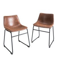 Esszimmerstuhl Microfaser Eisen 45 cm in Vintage Braun Schwarz