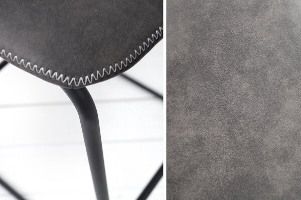 Table de bar microfibre fer 49 cm en gris vintage noir