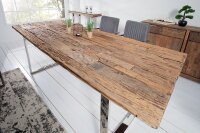 Esstisch recyceltes Teakholz Metall 200x100 cm in Natur