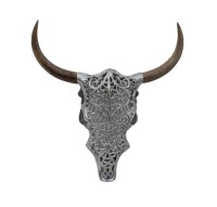 Sculpture murale métal mangue bois 10 cm en argent...