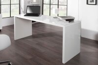 Bureau MDF laqué 140 cm en blanc brillant