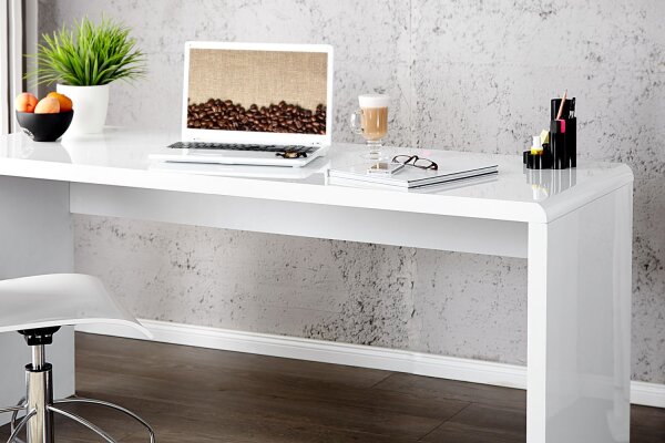 Bureau MDF laqué 20 cm en blanc brillant