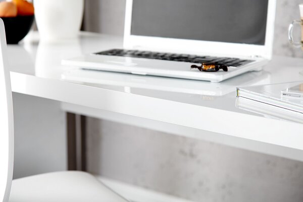 Bureau MDF laqué 20 cm en blanc brillant