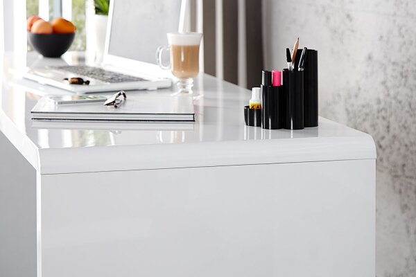 Bureau MDF laqué 20 cm en blanc brillant