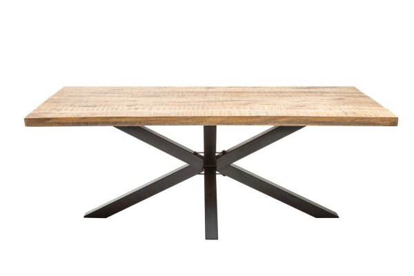 Esstisch Mango Holz Metall 200x20 cm in Natur Schwarz