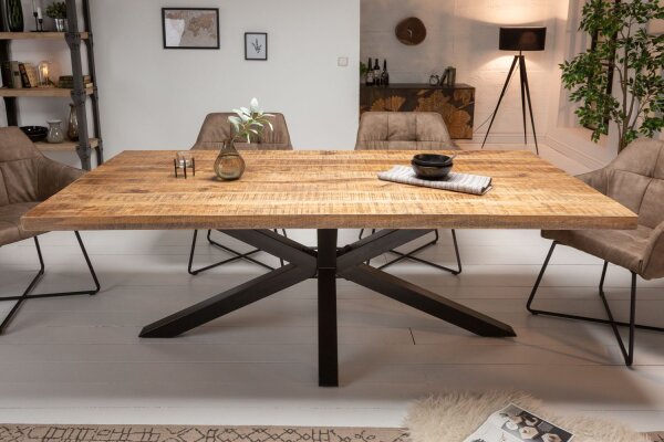 Esstisch Mango Holz Metall 200x20 cm in Natur Schwarz