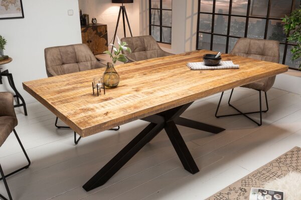 Esstisch Mango Holz Metall 200x20 cm in Natur Schwarz