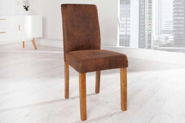 Esszimmerstuhl Microfaser Holz 40 cm in helles Kaffeebraun