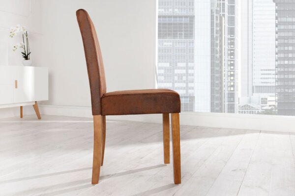 Esszimmerstuhl Microfaser Holz 40 cm in helles Kaffeebraun