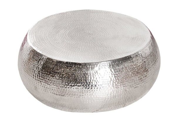 Couchtisch Aluminium Handarbeit Ø 80 cm in Silber