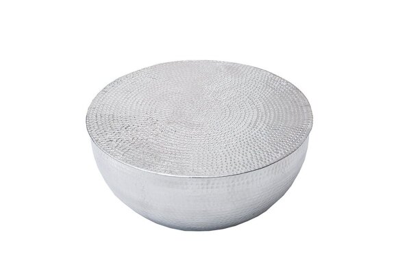 Table basse en aluminium fait main Ø 60 cm en argent