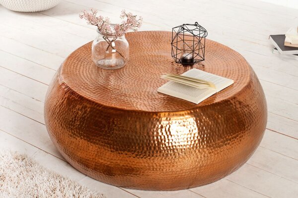 Table basse en aluminium fait main Ø 80 cm en cuivre