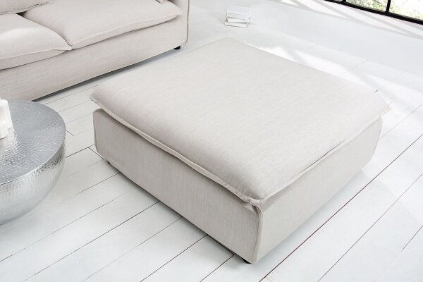 Hocker Strukturstoff Tonnentaschenfedern 100x31,8 cm in Natur
