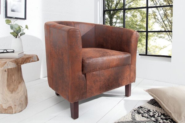 Sessel Microfaser Holz 60 cm in Whisky Braun