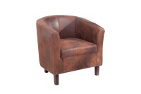 Fauteuil Microfibre Bois 60 cm en Whisky Marron