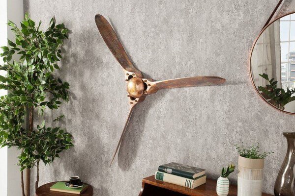 Hélice décorative murale métal en cuivre 97 cm en argent