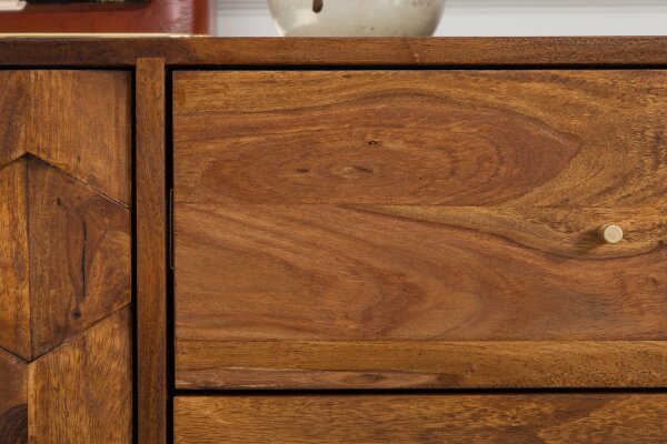 Sideboard Holz Sheesham 145 x 75 cm 3D-Fronten Retro