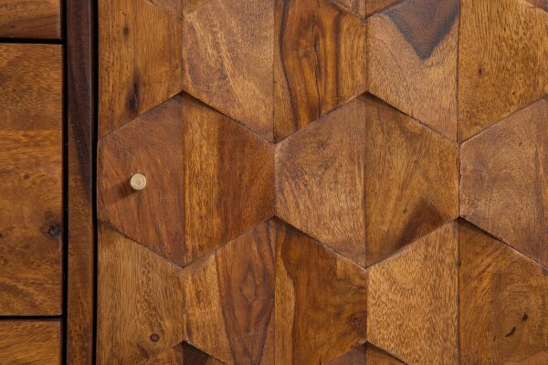 Sideboard Holz Sheesham 145 x 75 cm 3D-Fronten Retro