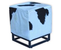 Tabouret peau de vache métal fait main 44x45 cm en...
