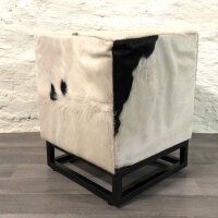 Tabouret peau de vache métal fait main 44x45 cm en...