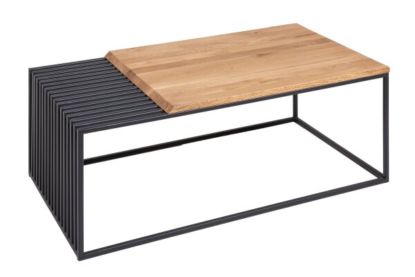 Table basse bois (chêne) métal en noir naturel 100x55 cm