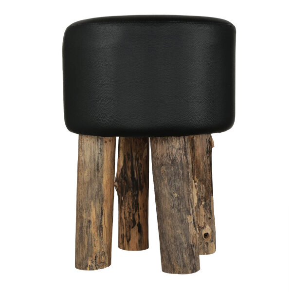 Hocker Holz Handarbeit Ø 30 cm in Natur Holz Schwarz