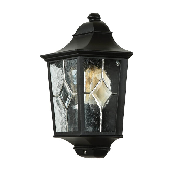 Applique extérieure verre déglise IP43 noir maison