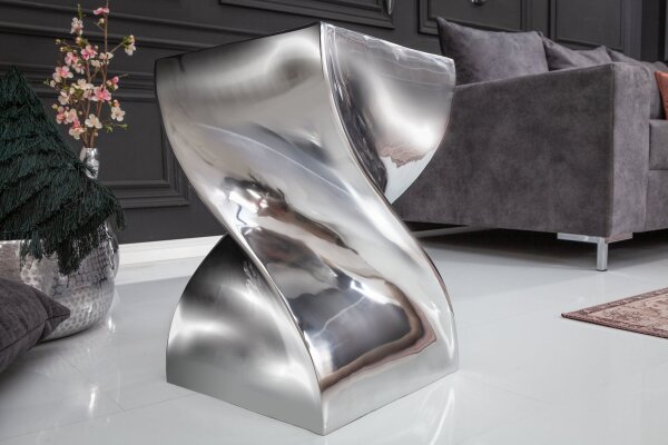 Beistelltisch Metall in Silber 30x30 cm Handarbeit