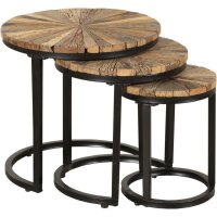 Set de 3 tables dappoint bois acier Ø 28/38/46cm rond