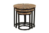 Set de 3 tables dappoint bois acier Ø 28/38/46cm rond