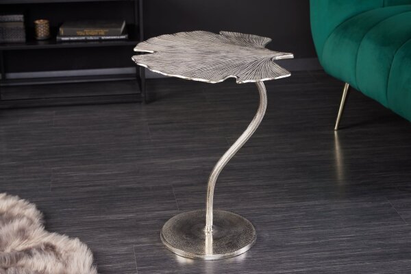 Table dappoint en métal argenté 46x43 cm artisanale