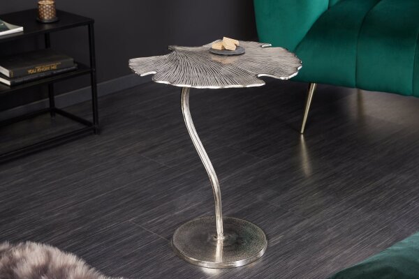 Table dappoint en métal argenté 46x43 cm artisanale