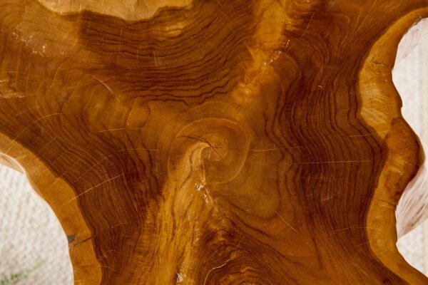 Table basse en teck métal naturel noir 60x58 cm artisanale