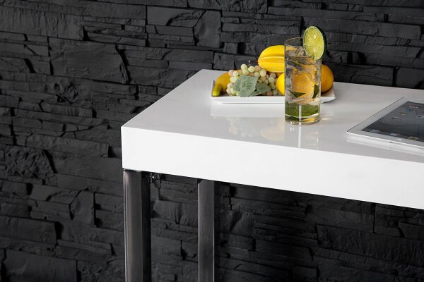 Bureau blanc chromé 120 x 75 cm brillant