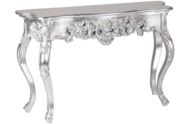 Konsolentisch Holz Polyurethan in Silber 110 cm Handarbeit
