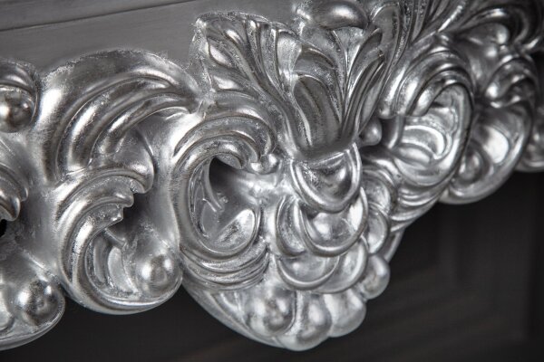 Konsolentisch Holz Polyurethan in Silber 110 cm Handarbeit