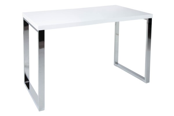 Schreibtisch in Weiß Hochglanz Chrom 120 x 75 cm