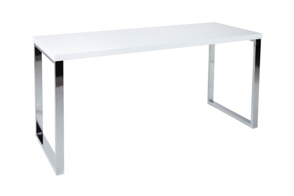Schreibtisch in Weiß Hochglanz Chrom 160 x 75 cm