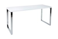 Schreibtisch in Wei&szlig; Hochglanz Chrom 160 x 75 cm